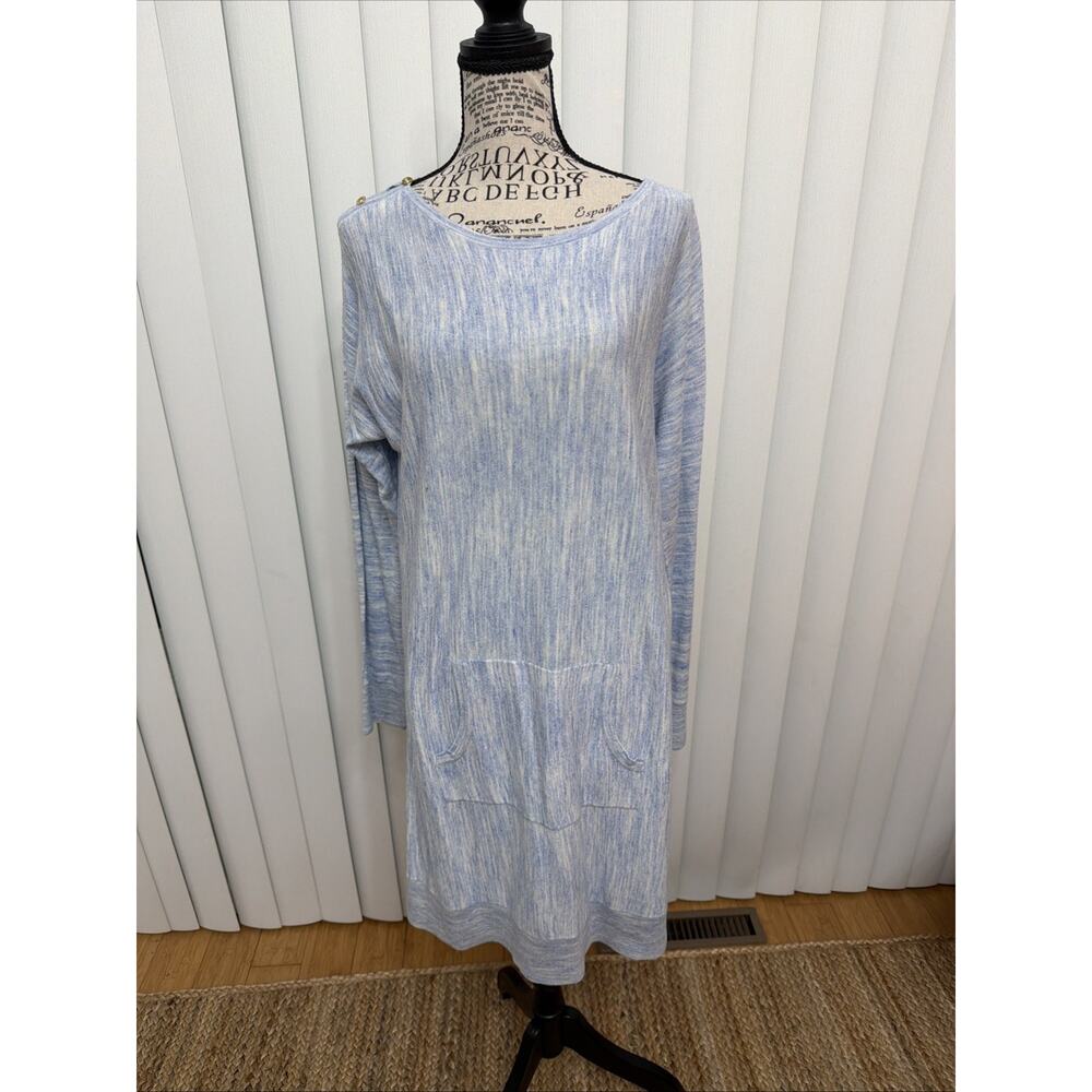 Lilly Pulitzer Blue Jupiter Cotton Blend Dress Kangaroo Pocket Preppy Sz M - Picture 2 of 7